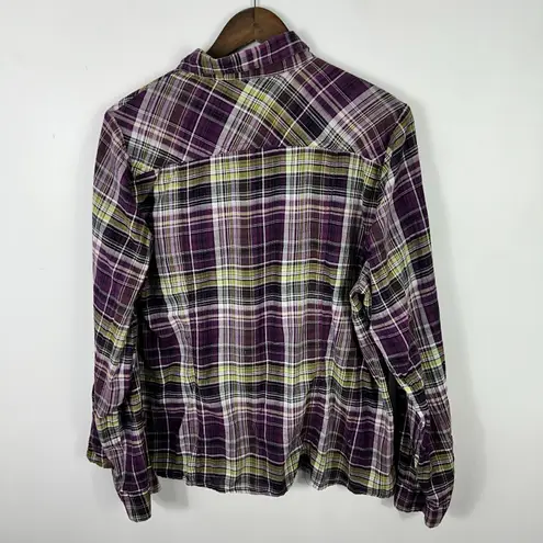 Millennium Plaid Shirt 3X Purple Button Up Western Yoke Lurex Grunge Cowgirl