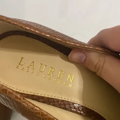 Ralph Lauren New Lauren  Harper brown snakeskin effect almond toe pumps size 8