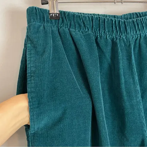 Serengeti Corduroy Pants Teal Green Women Size Medium Straight Leg Elastic Waist