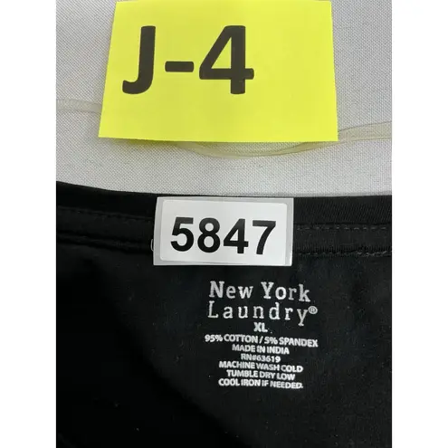 New York Laundry Womans NY Laundry Pullover Short Sleeve T Shirt XL Black Scoop Neck