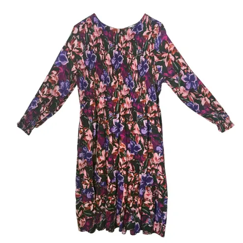 Terra & Sky Plus Size Midi Dress Smocked Peasant Size 20W 22W Floral Cotton BOHO