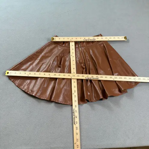 Chocolate USA Faux Leather Mini Skirt Small Brown A Line Back Zipper High Waist