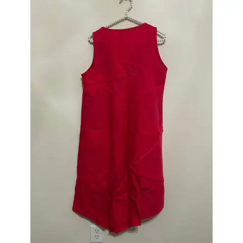 Eva Tralala Linen Dress Size Large Lagenlook Oversized Pink Cottage Comfort Maxi