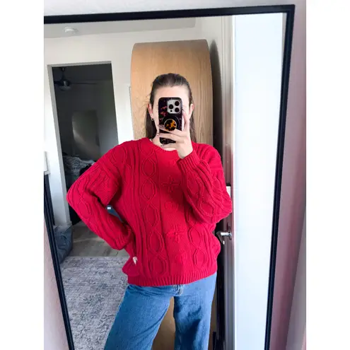 Vintage Northern Isles Red Hand Embroidered Sweater Size XL