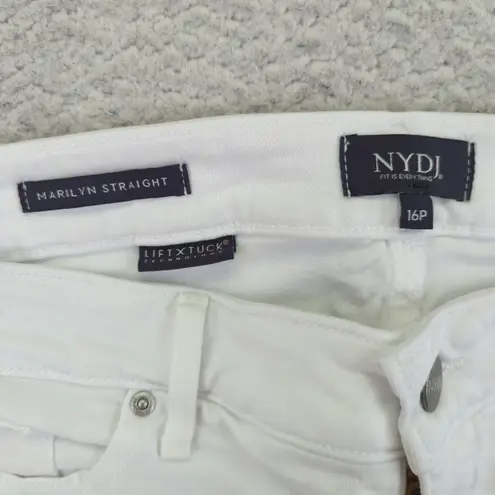 NYDJ Marilyn Straight White Denim Jeans Women's 16P Petite Lift Tuck Technology