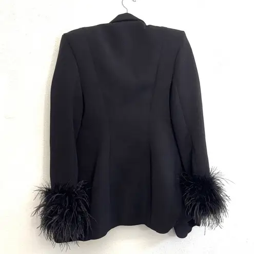 House Of CB Esme Black Oversized Feather Cuff Blazer Size XS