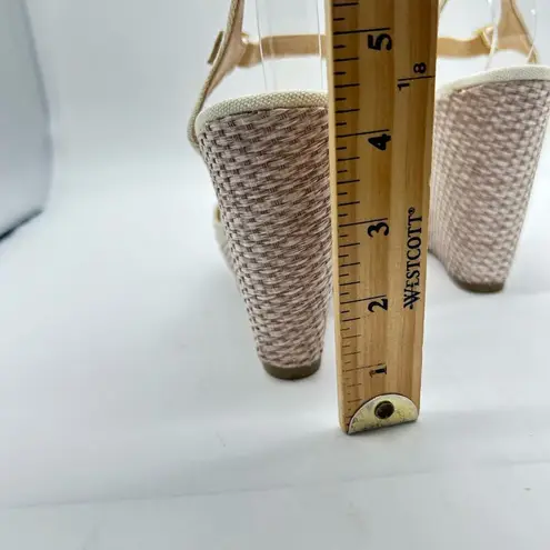 Delicious Sandal Womens 10 Cream Sue Ankle Strap Knot Espadrille Wedge Sandal