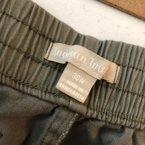 Woman Within Shorts Pull On Cuffed Cotton Stretch Elastic Waist Green 30W