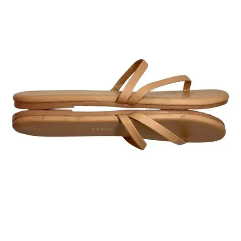 Tkees Sarit Sandal Pout Tan Leather Slip On Strap Brown Beach Flats Nice Size 6