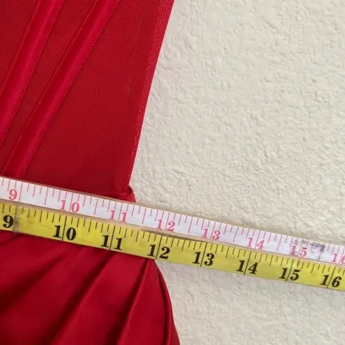 House Of CB  “Lulu”‎ Red Asymmetric Drape Midi Corset Dress NWOT size XS