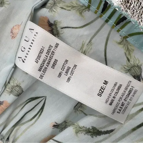 AGUA BY AGUA BENDITA Manzanilla floral print cotton poplin mini dress sz M Blue Size M