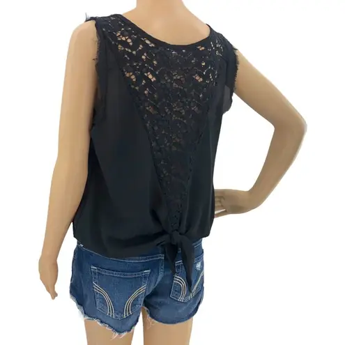 Persaya  (L) American Y2K Black Lace Embroidered Blouse Sleeveless Scoop Neck USA