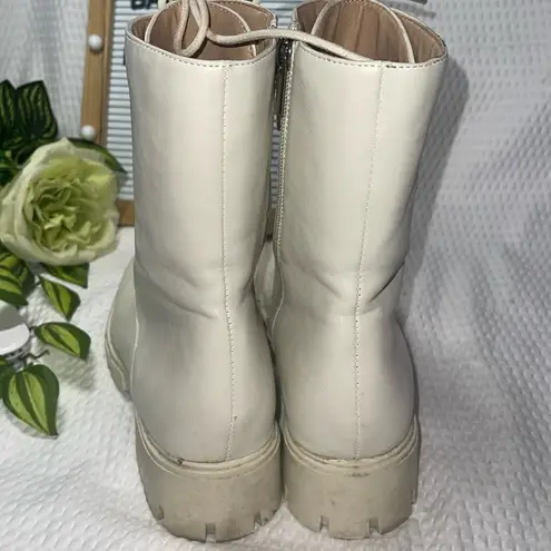 Journee Collection 🥰 MADELYNN Bone Faux Leather Lace Up/Zip Combat Boots S…