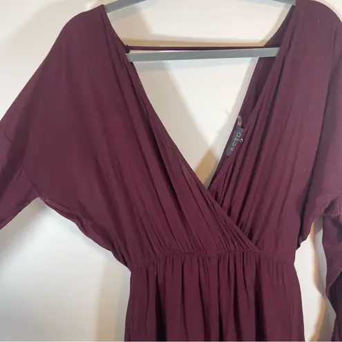 Nordstrom  ASTR Label Peek-a-Boo Lace Silk Blend Romper Cranberry Purple Size S