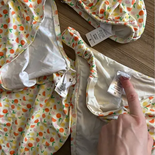 The Beach Club Colorful Citrus Fruit Print Bikini Set Orange