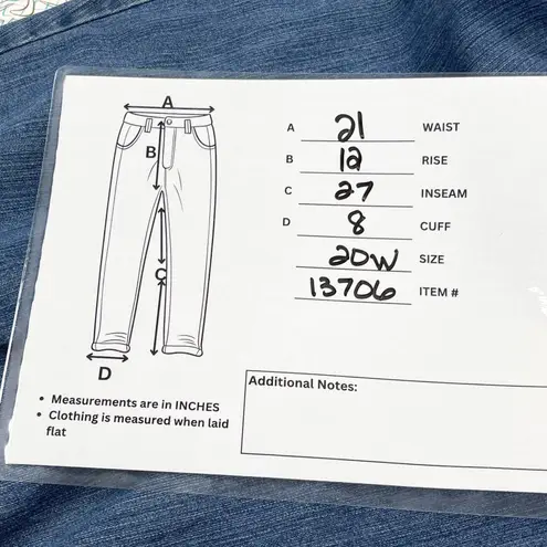 Jones New York Women Jeans Size 20W Soho Slim Ankle Denim Classic Clean Girl Blue