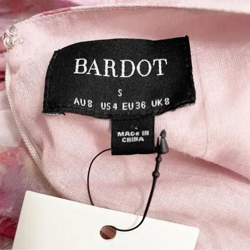 Bardot NWT Zelina Long Sleeve Mini Dress Corset Bodice Pink Floral Size 4 NEW