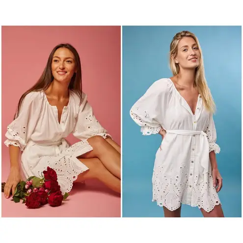 Natalie Martin 💕💕 Alex Short Dress Tangier Border Embroidered Salt Medium M NWT