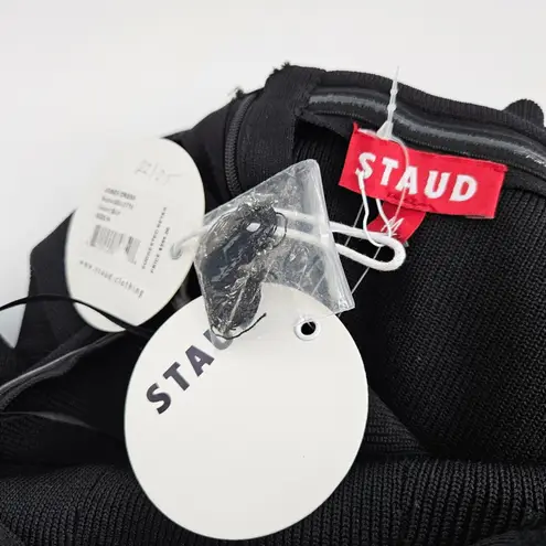 Staud Josee Knitted Mini Dress Staud Black Faux Fur Trim Size M NWT Event Size M