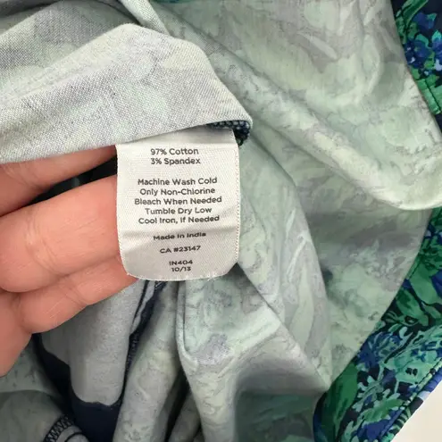 Talbots Pencil Skirt Womens 16 Blue Green Floral Garden Office Feminine Chic