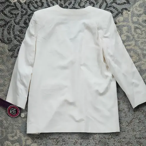 SK & Company Silk Embroidered Blazer and Skirt Set Ivory 16 White