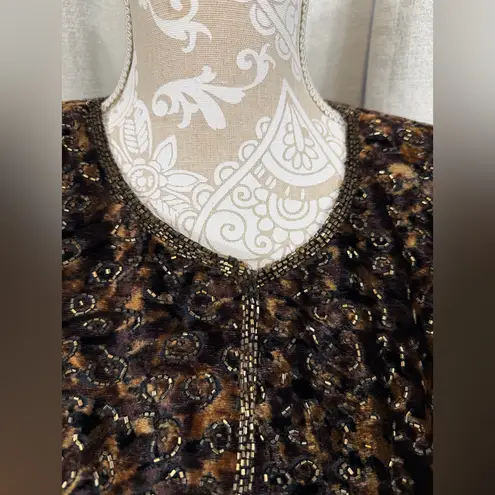 Scala Luxe Vintage Beaded Velvet Jacket – Glam Leopard Evening Blazer XL