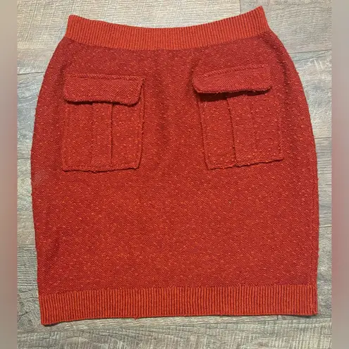 Moth Anthropologie Wool Blend Mini Skirt in Rust Orange Size Large Brown
