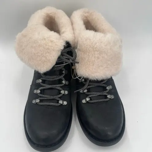 BORN Blaine Boots Size 7 Waterproof Shearling Lace Up Leather Winter Dry NEW Black