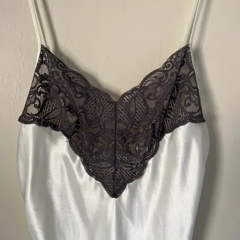 Val Mode Lingerie White & Gray Slip Dress USA Made Size S