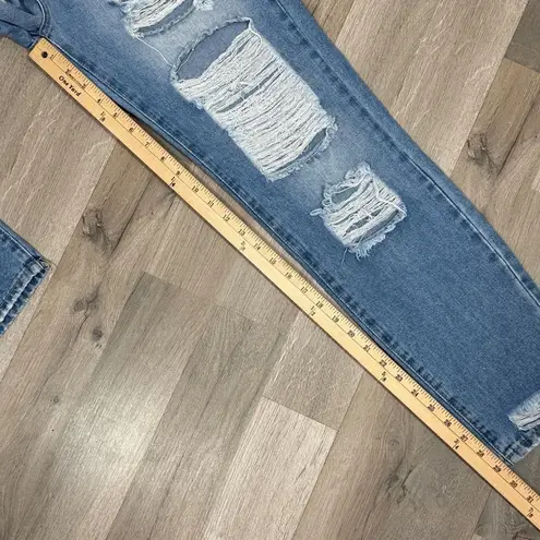 American Bazi Hollywood Graffiti Distressed Boyfriend Jeans Blue Large