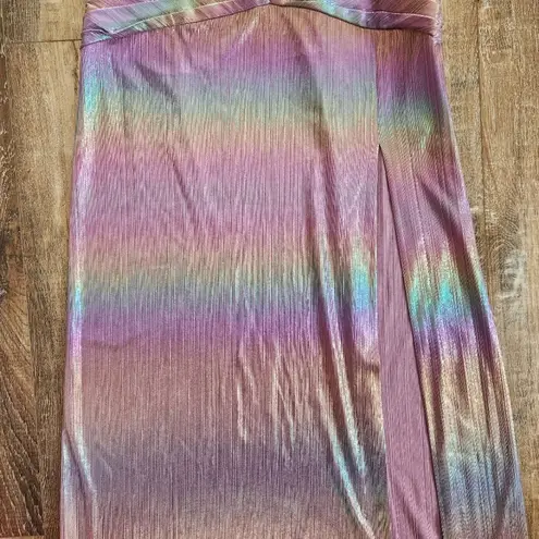 Retrofete Soleil Dress in Lilac Aurora Size XS Strapless NWT Cutout Maxi Rainbow Purple