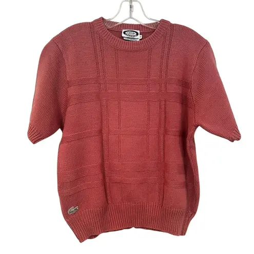 Izod Vintage Knit Short Sleeve Sweater Women's Large Mauve 80s Retro Preppy Pink - Image 1