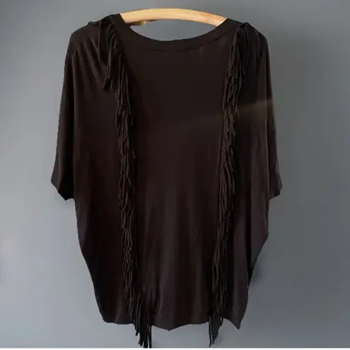 Leyendecker Los Angeles Short Sleeve Black Fringe Cardigan Western Equestrian M Size M