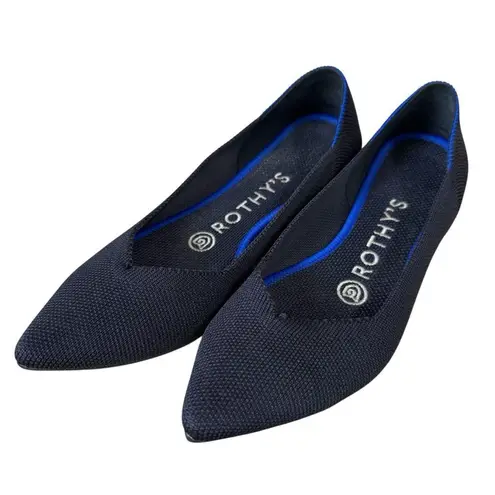 Rothy's The Point Womens Size 6 Navy Blue Pointed Toe Recyclable Knit Flats Shoe