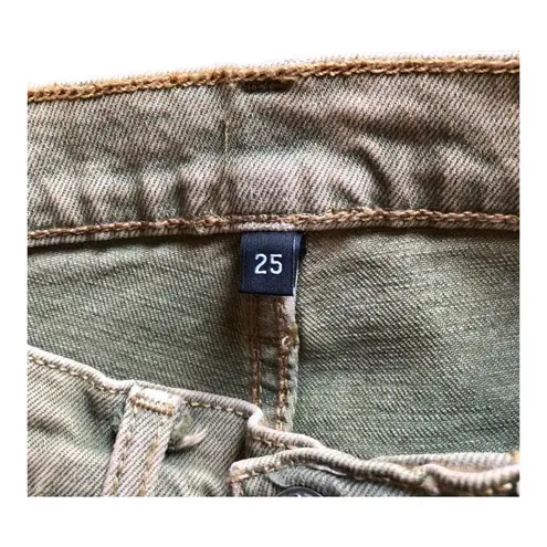 RE/DONE NWT 90’s High Rise Loose Fit Button Fly Jeans Washed Sage Green Size 25