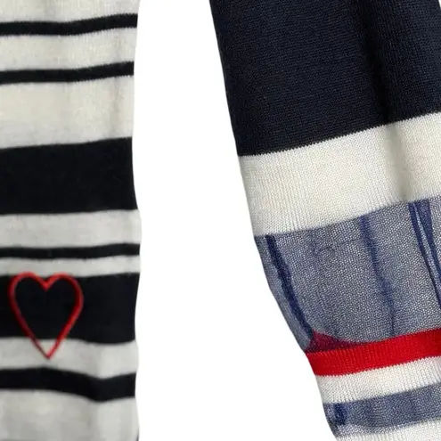 Desigual Womens Navy Long Sleeve Sweater Top Floral Striped Size M Boho Chic