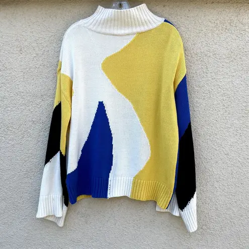 Callahan Knitwear Colorblock Abstract Knit Sweater M Blue Size M
