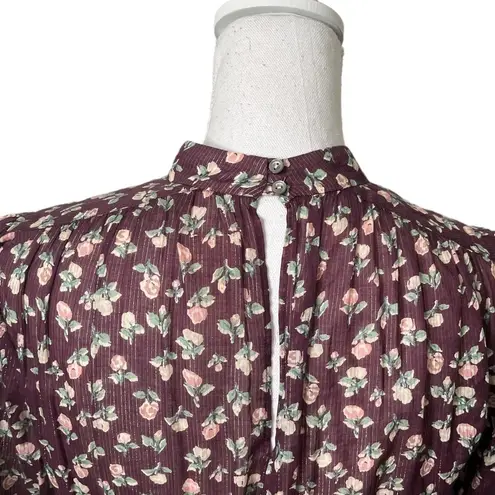 Rebecca Taylor La Vie Womens Long Sleeve Cherise Dress Mahogany Combo XS Elasti