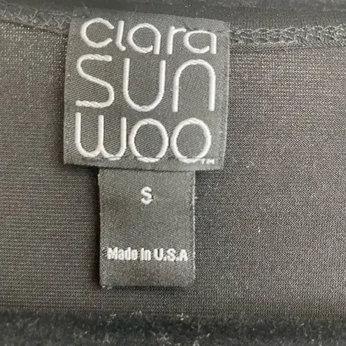 Clara Sun Woo Black Stretch Asymmetrical Tunic Top Size S