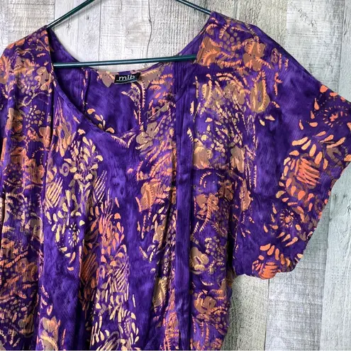 MIB PlusSize.com Purple & Tan Short Sleeve Dolman Style w/Pockets Mini Dress Top Size undefined