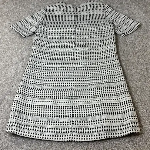 Zara Basic Dress Black White Beaded Neckline Short Sleeve A