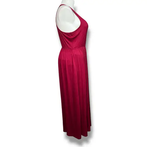 Boutique Womens Maxi Dress Sleeveless Tank Top Elastic Waist Scoop Neck Red 2XL