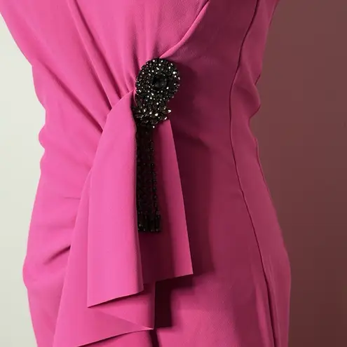 Pinko GAFF ABITO Fuchsia Ruffle Midi Dress IT 38 US 2 Elegant Cocktail Pink