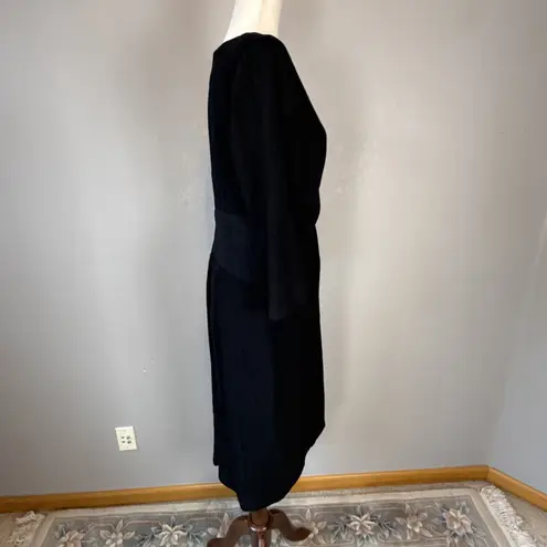 Moulinette Soeurs Anthropologie Esme Knotted Midi Dress Size 16 Black 3/4 Sleeve