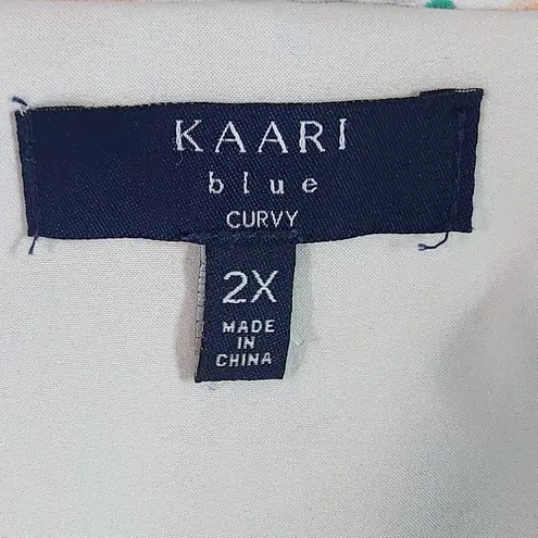 Kaari Blue Peach and Green Peasant Blouse Size 2X Plus Size Peach Floral Blouse