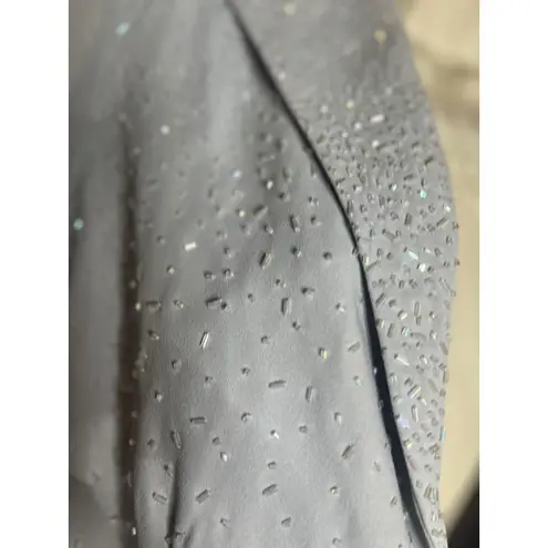 JR Nites by Caliendo Petites Beaded Sheer Sleeve Top Evening Size 12P NWT Gray