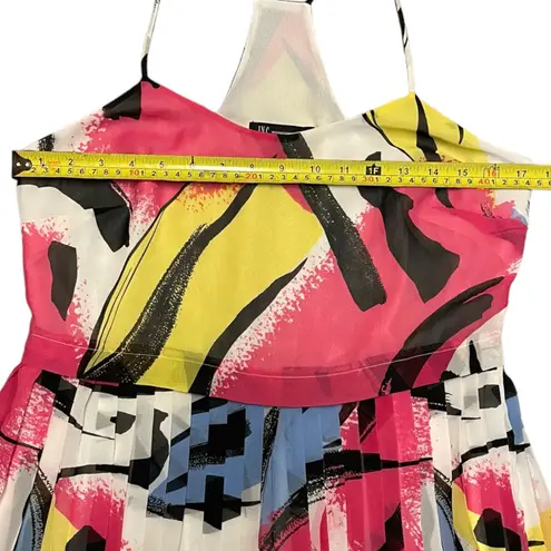 INC International Concepts Colorful Pleated Midi Dress Size 8 White