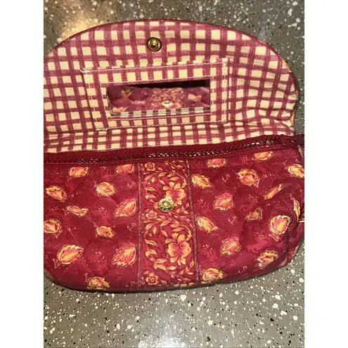 MAGGIB Quilted Makeup Cosmetic Bag Travel Pouch Red Floral