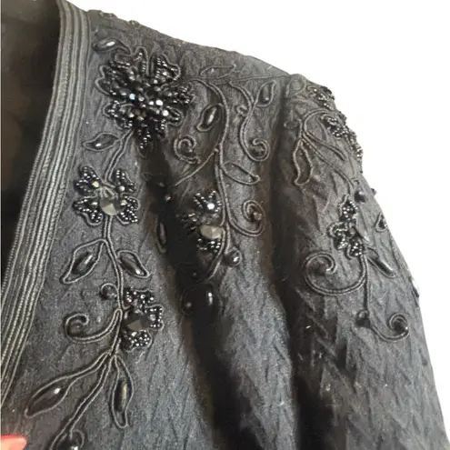 WOUNDED: Vintage 70s/80s Beaded Black Wool Jacket Size 12