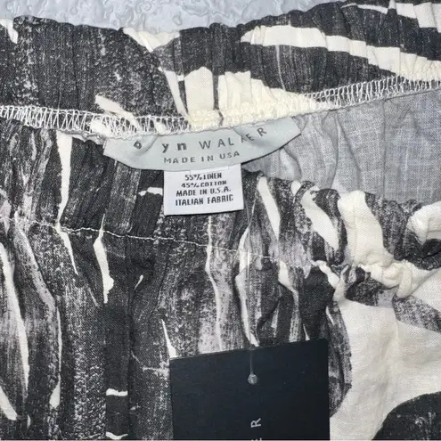 Bryn Walker Pasha Linen Cotton Palma Nera Print Wide Leg Cropped Pants